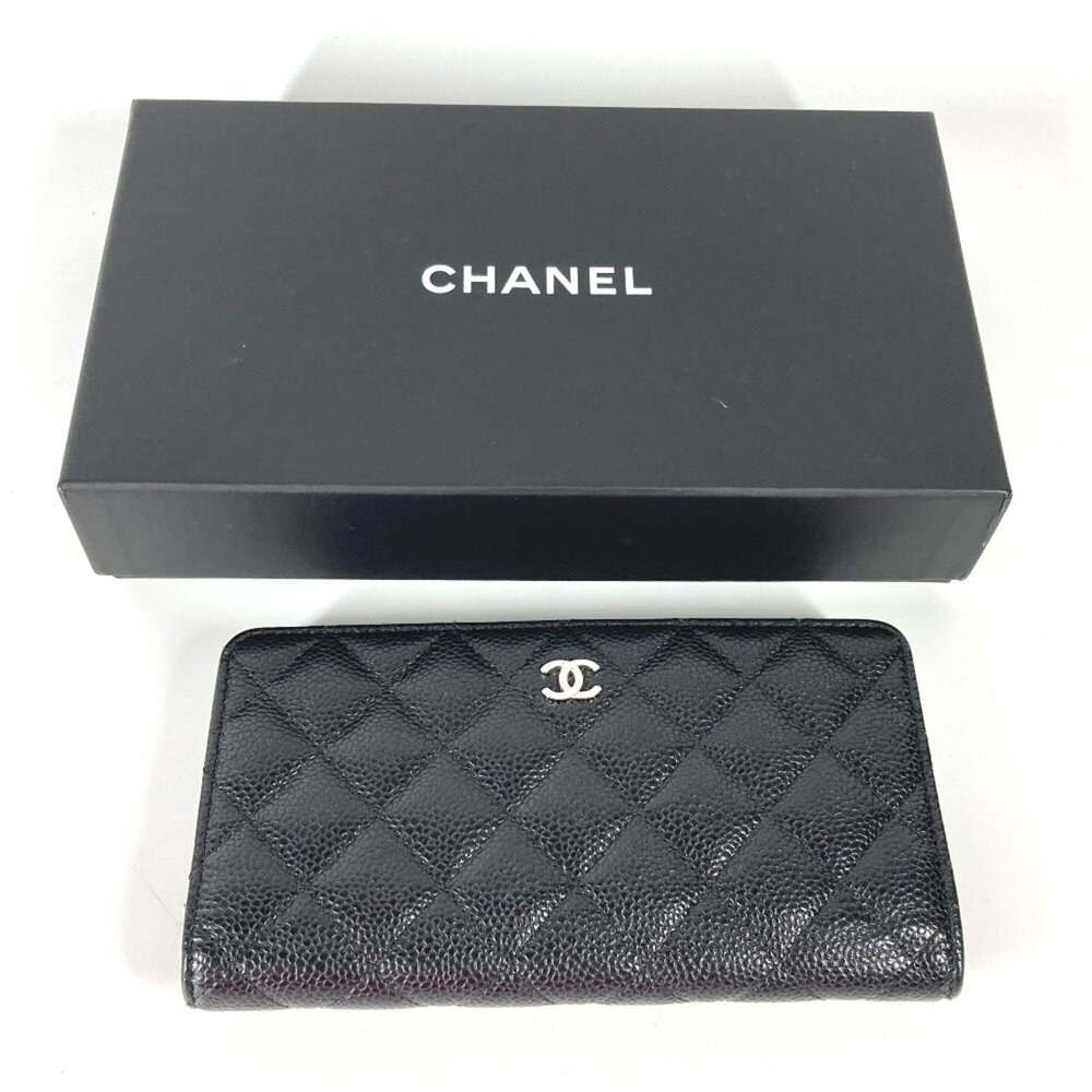 CHANEL Black Caviar Leather Logo Wallet - Picture 5 of 16